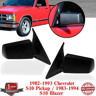 Side View Mirrors Set Black Manual For 1982-1994 S10 Blazer Jimmy S15 Sonoma • $53