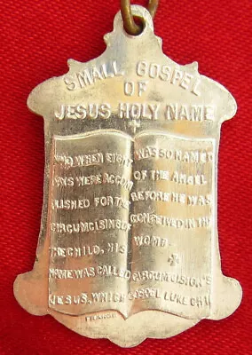 Vintage SACRED HEART Medal GOSPEL OF LUKE HOLY NAME OF JESUS Religious Pendant • $11.99