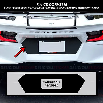 For 2020-2024 Corvette C8 Black Decal License Plate Filler Area Vinyl Graphics • $29.95