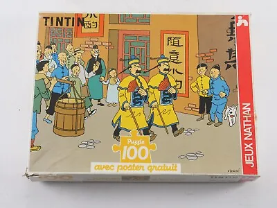 NATHAN Jigsaw Puzzle Tintin The Lotus Blue 100 Parts +1 Poster Full/Complete • £19.36