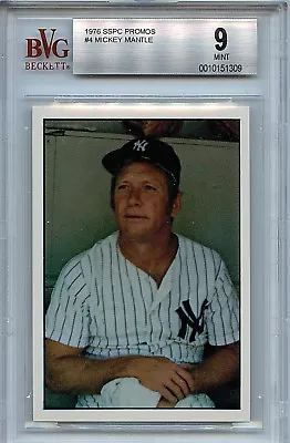 Mickey Mantle SSPC 1976 Promos BVG 9.0 Mint Card NY Yankees 1309 • $169.99