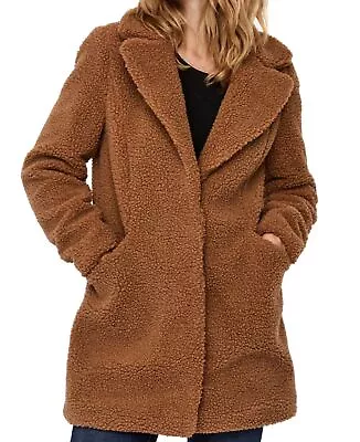 $108 Vero Moda Women's Brown Donna Faux Fur Fleece Coat Jacket Size S • $34.78