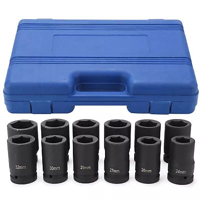 12pcs/set 1 Inch Deep Impact Socket Set Drive 24-41mm Metric Garage Sae W/ Case • $56.99