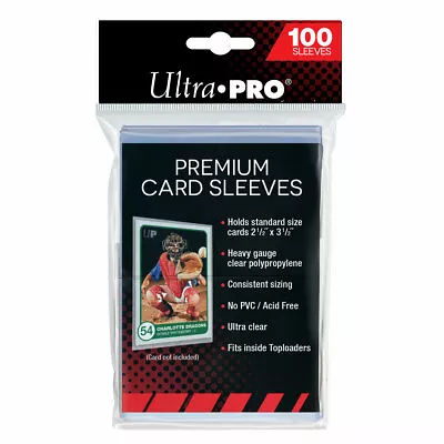 100 Ultra PRO Premium Soft Sleeves Standard Card Protectors Clear 66mm X 94mm • $4.95