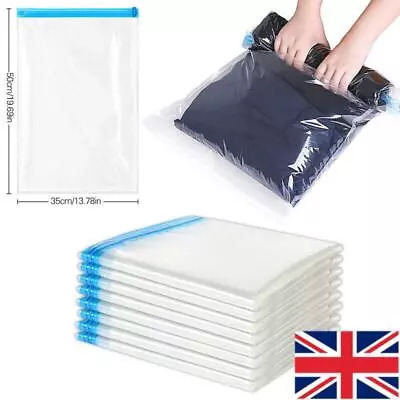 3/6Pcs Roll Up Compression Vacuum Storage Bags Travel Home Luggage Space Saver • £5.36