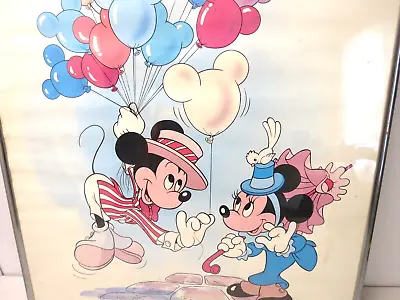 Vintage Original Walt Disney World Poster Mickey & Minnie Mouse Balloons • $120