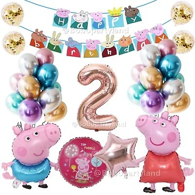 £14.99 • Buy Peppa Pig George Balloons Package Banner Number 1st 2nd 3rd Birthday Party Decor