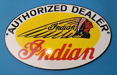 Vintage Indian Motorcycle Porcelain Gas Service Station Chief Dealer Pump Sign • $135.37