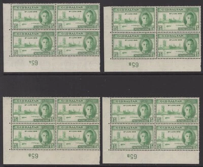 £2.99 • Buy GIBRALTAR 1946 Peace Issue Mint Never Hinged Corner Blocks Of 4 (Jun 002)