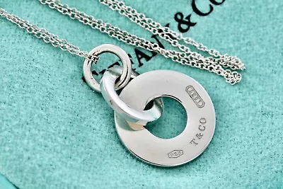 £231.36 • Buy Tiffany & Co. 1837 Silver Interlocking Circles Pendant 16-18  Necklace