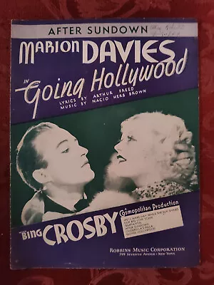 RARE Sheet Music AFTER SUNDOWN Bing Crosby Marion Davies Going Hollywood 1933 • $14.40