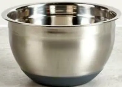 Stainless Steel Bowl 2.5 L Sturdy Grey Grip Silicon Base Salad/ Mixing/Server • £8.99