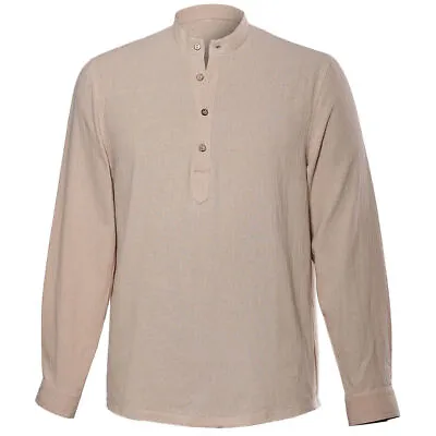 Medieval Men Shirt Waffle Henley Collar Casual Henley T-Shirt Shirt Long Sleeve • $20.99