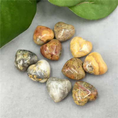 5pcs Natural Crazy Agate Mini Heart Carved Quartz Crystal Skull Reiki Healing G3 • $0.99