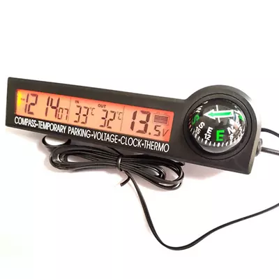 Digital Clock Compass Thermometer Outdoor Temperature Meter For Car Truck Dash • $15