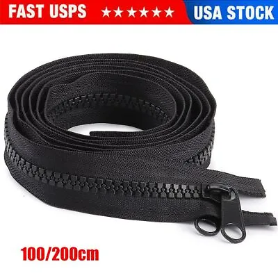 Double-Sided Resin Zipper Heavy Duty Jacket Separating Pull Metal Marine Grade • $8.81