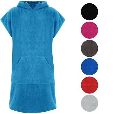 Adults Hooded 100% Cotton Changing Robe Towelling Poncho For Swimming Surf Beach • £18.99