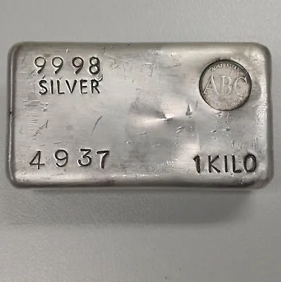 1Kg ABC Silver Bar 9998 Rare Vintage Cast Bar Serial 4937 • $1950