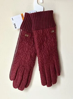 Michael Kors Women's Dark Berry Quilted Logo Knit Gloves (Size S) • $36.99