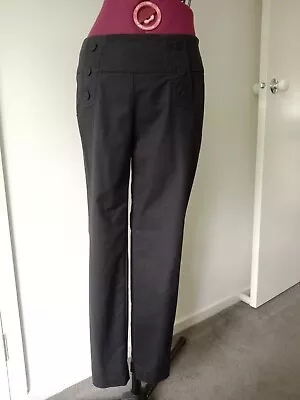 Lovely Review Black Dress Pants Button Details Size 10 • $10