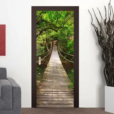 £11.99 • Buy Adhesive Wall Mural Wooden Bridge Photo Nature Landscape Door Sticker Wallpaper