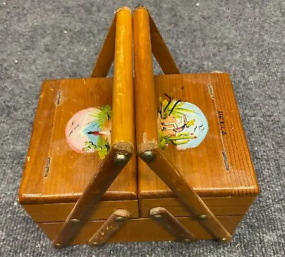 Vintage Hand Painted Wood Storage Jewerly Box Mexico • $10