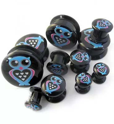 PAIR-Owl Acrylic Screw On Stash Ear Plugs 05mm/4 Gauge Body Jewelry • $8.99