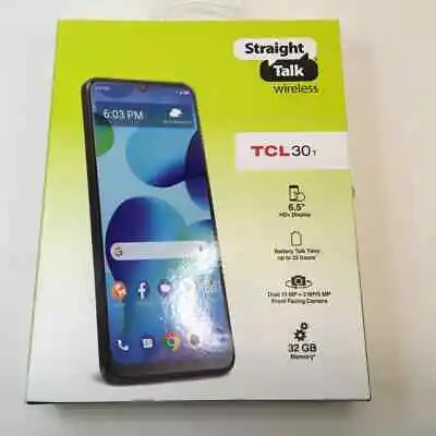Straight Talk TCL 30 T 32GB Black Prepaid Smartphone Brand New • $59.88