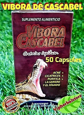 $9.90 • Buy Vibora De Cascabel RATTLESNAKE POWDER Acne Support 50 Capsules 500 Mg Each