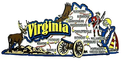 Virginia Jumbo State Map Fridge Magnet • $7.99