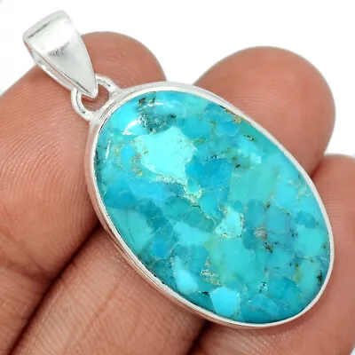 Composite Kingman Blue Mohave Turquoise 925 Silver Pendant Jewelry CP27634 • $20.99