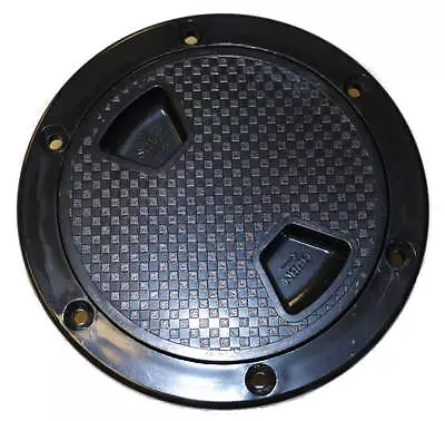 4” SEAFLO BLACK Marine Screw Out Deck Plate Inspection Hatch Plastic Access Boat • $14.89