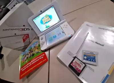 Nintendo 3DS XL White Handheld System W/ Animal Crossing New Leaf In Box • $350