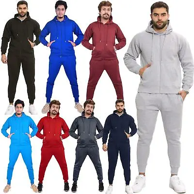 Mens Plain Tracksuit Hoodie Sweatpants Casual Gents Gym Exercise Adults Fashion • £22.99