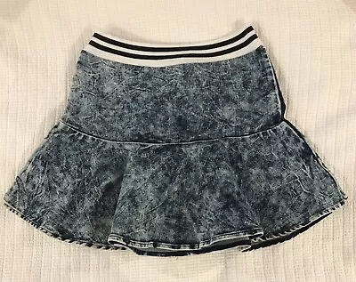 Milky Way Womens Small Jean Skater Skirt Blue Acid Wash Pull On Denim Y2K • $12.99