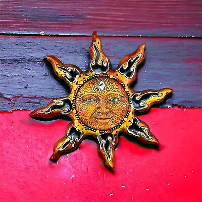 Polyresin Mosaic Sun Face With Micro Mirror & Acrylic Jewels Wall Hanging Art • $24.99