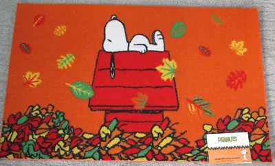 Snoopy Halloween Fall Leaves Peanuts Rug 20X32 Mat Orange • $22.99