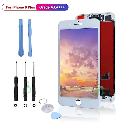 For IPhone 8 Plus LCD Screen Replacement 3D Touch Digitizer With Tools White UK • £11.69