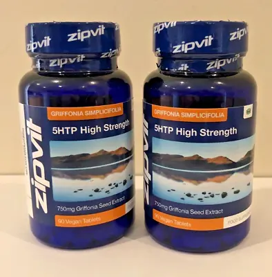 2 X Zipvit 5HTP High Strength Vegan Griffonia Seed Extract 750mg - 90 Tablets • £12.50