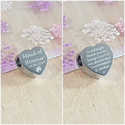 Thank You Gift Bridesmaid Flower Girl Maid Of Honour Personalised Charm  • £11.99