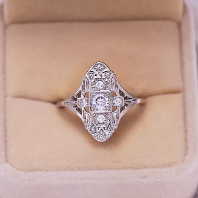 $2.75 • Buy Women Retro 925 Silver Band Ring Jewelry Cubic Zircon Wedding Ring Sz 6-10
