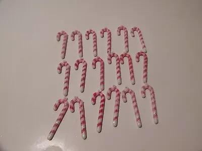 $7.95 • Buy Mini Glitter Coated Plastic Candy Canes Tree Christmas Ornaments Red White 18