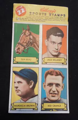 1937 Kellogg's Pep Stamp Panel #22 Red Grange Delaney Mordecai 3-Fingers Brown • $149