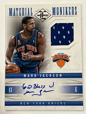 2012-13 Panini Limited Material Monikers Mark Jackson #23 Auto/99 • $39.95