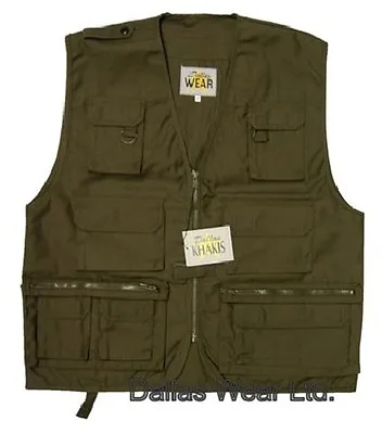 Multi-pocket Fishing Hunting Waistcoat Vest Olive Green • £19.99