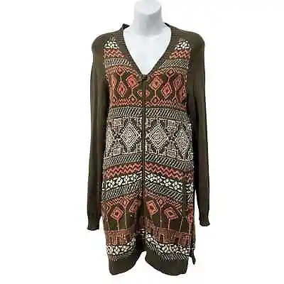 MOTH Anthropologie Women Jacquard Zipper Cardigan Sweater Small • $25