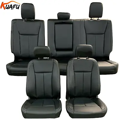 For 2015-2022 Ford F150 Super Crew Cab Front Rear Seat Covers Full Set Black • $152.99