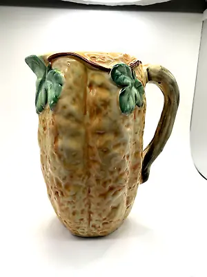 Vintage Pumpkin Gourd Pitcher Japan Ceramic Majolica Style Vase Jug • $19.99