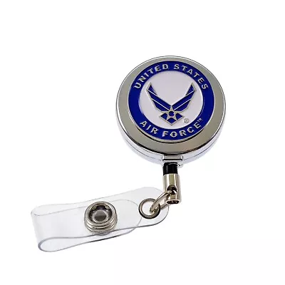 U S Air Force Badge Reel Wings Logo USAF Emblem Military Retractable ID Holder • $12.36