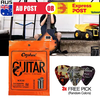$6.29 • Buy Nylon Guitar Strings W/ 3 Picks Set Acoustic Classical Orphee Universal 28-45 G